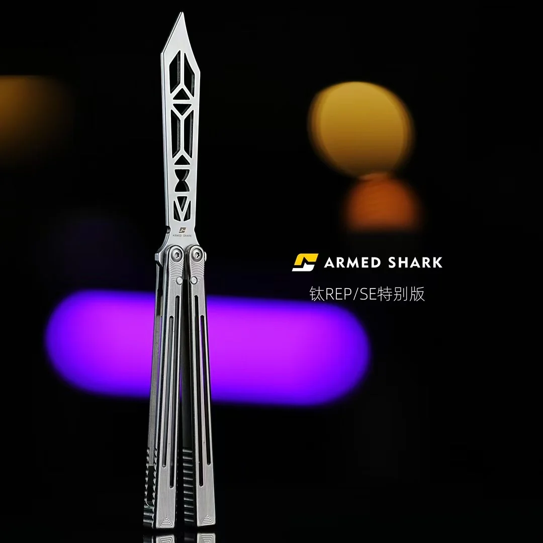 ARMED SHARK Gold Dust Replicant Balisong Clone Titanium Handle - Image 7