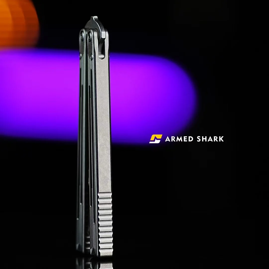 ARMED SHARK Gold Dust Replicant Balisong Clone Titanium Handle - Image 8