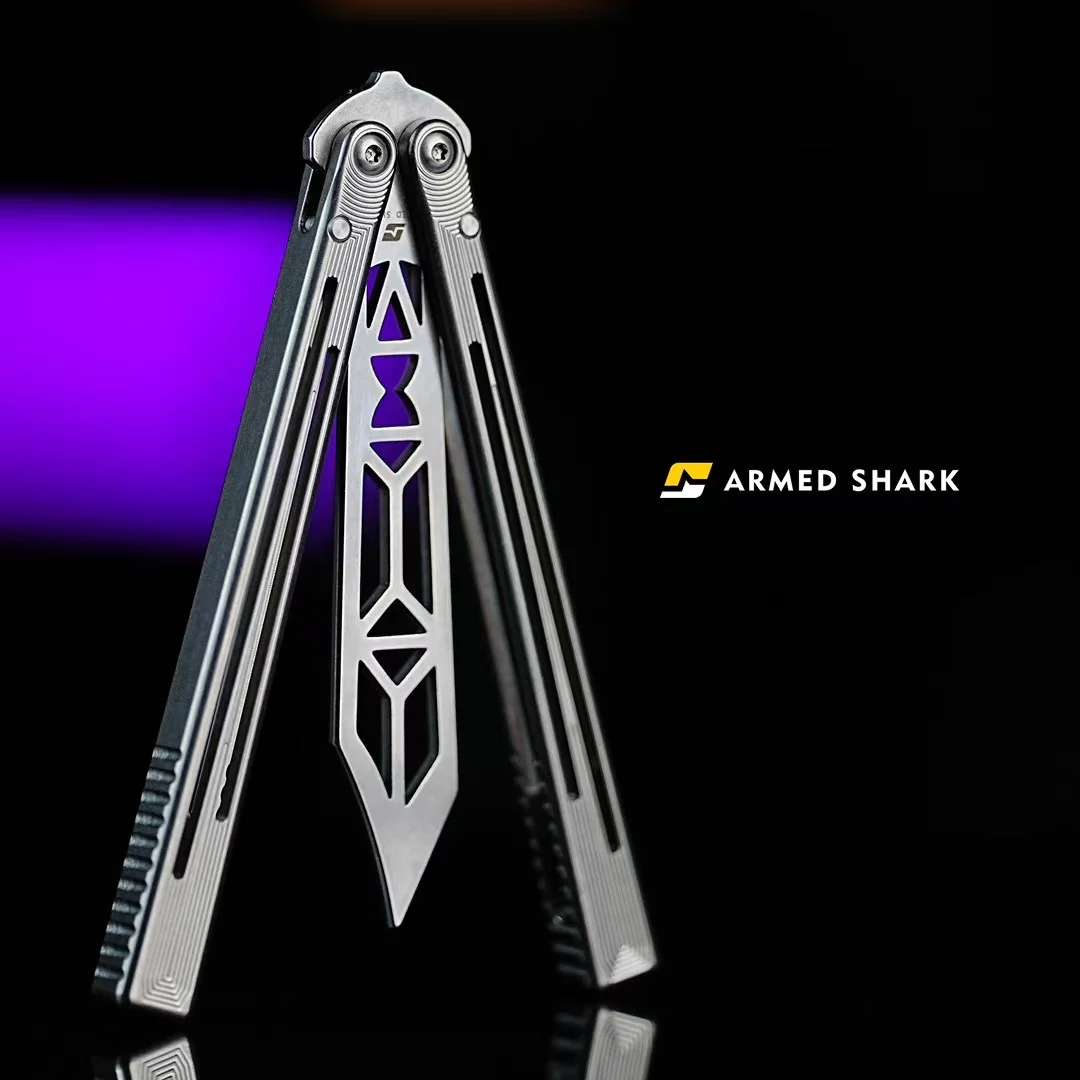 ARMED SHARK Gold Dust Replicant Balisong Clone Titanium Handle - Image 9