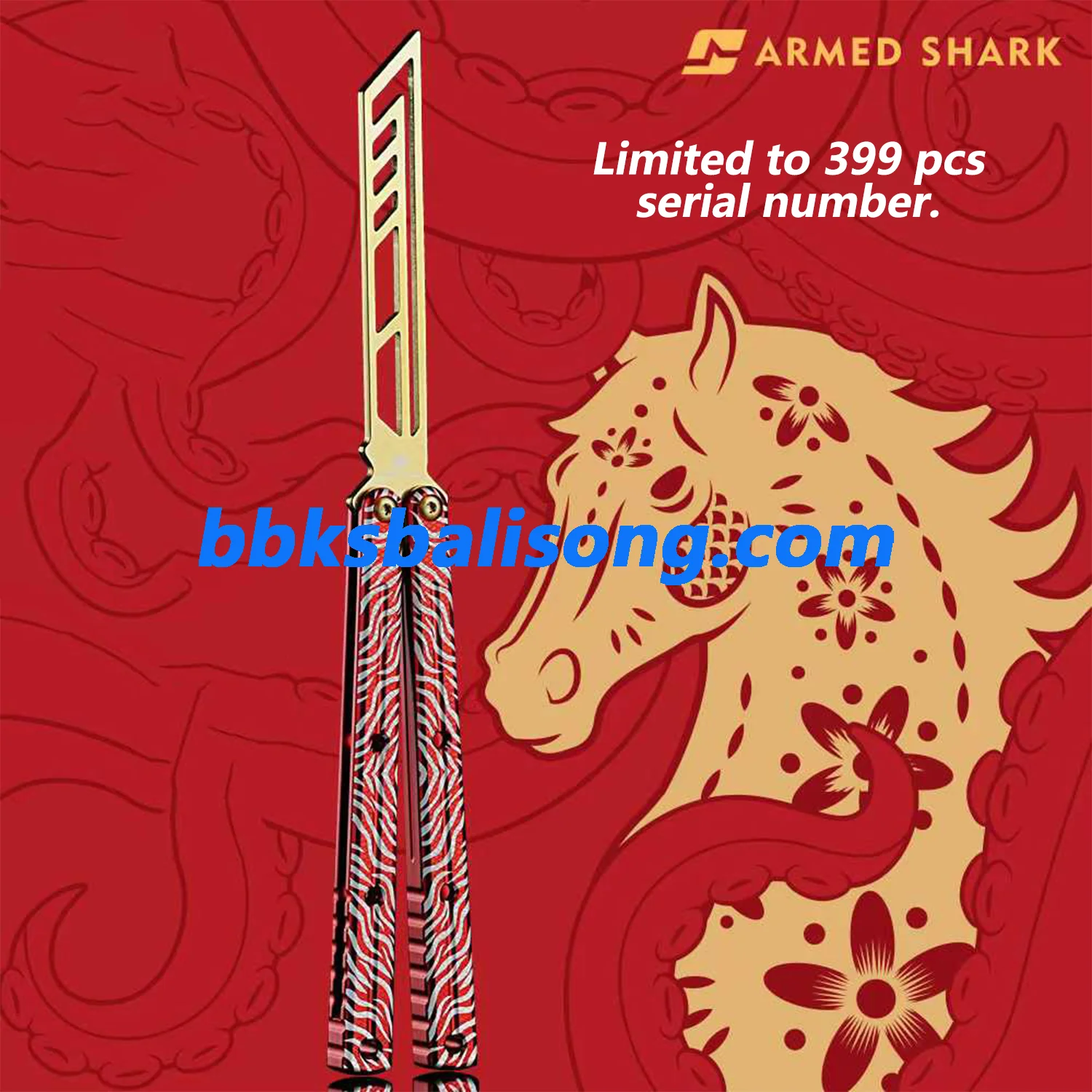 ARMED SHARK Krake Raken (Kraken) V3 Balisong Clone 7075 Aluminum Handle - Image 74