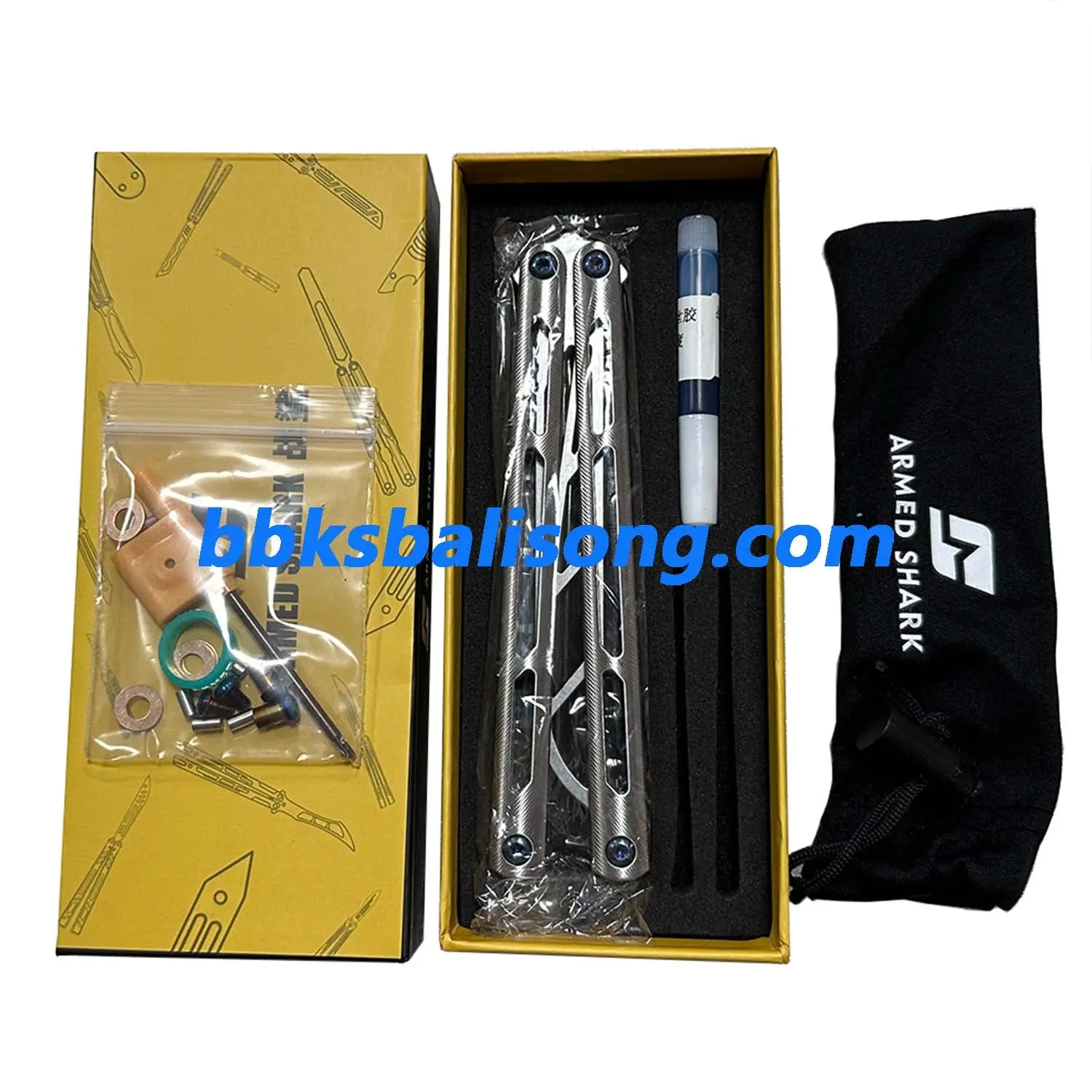 ARMED SHARK Tsunami Balisong Clone Titanium Chanwich Handle - Image 17