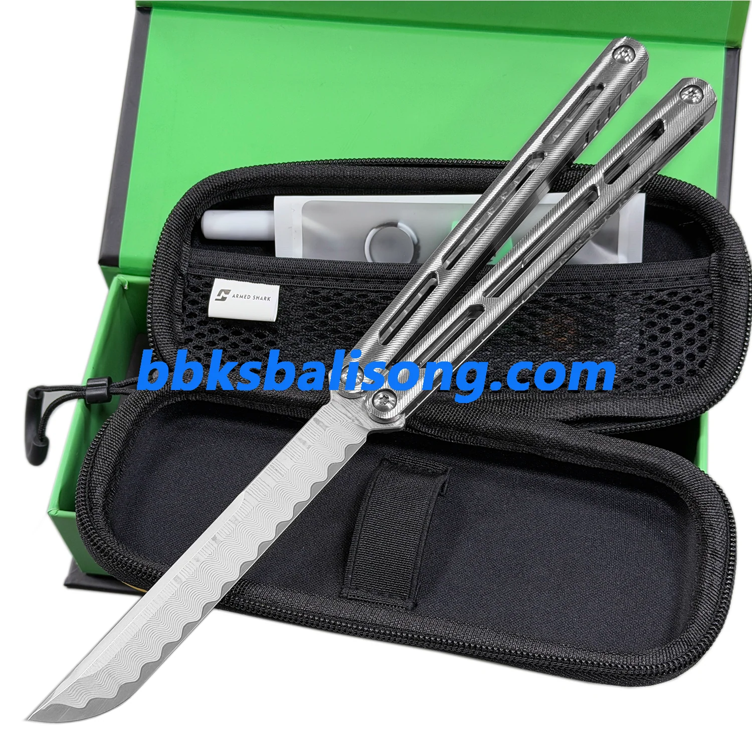 ARMED SHARK Tsunami Balisong Clone Titanium Chanwich Handle - Image 27