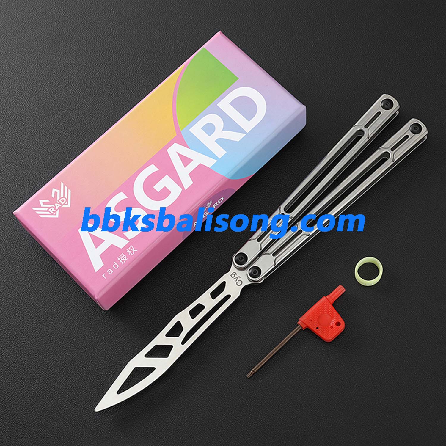 Asgard Steel Cygnus Balisong Stainless Steel Handle Bushings System - Image 3