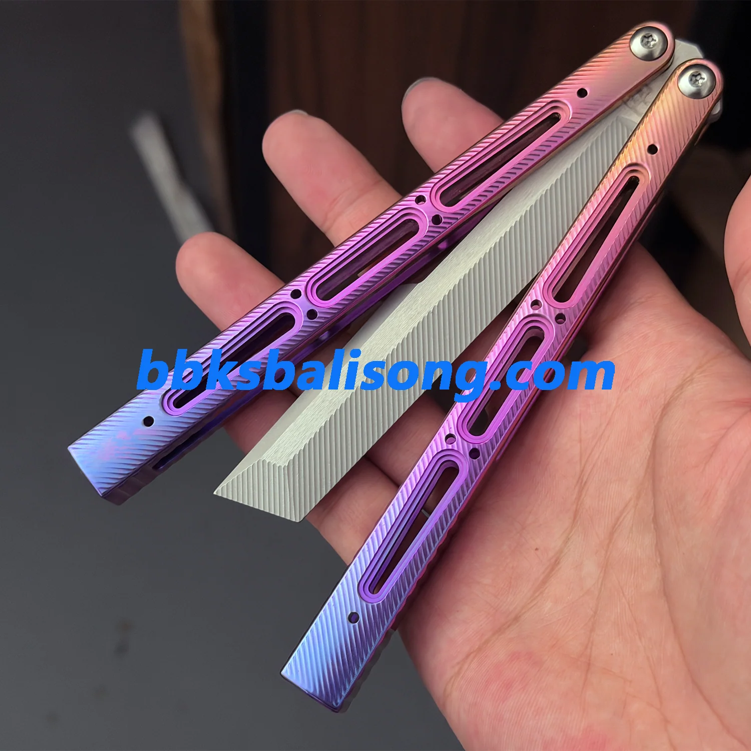 Banshu Chioni Balisong Clone Titanium Handle False Edge - Image 17