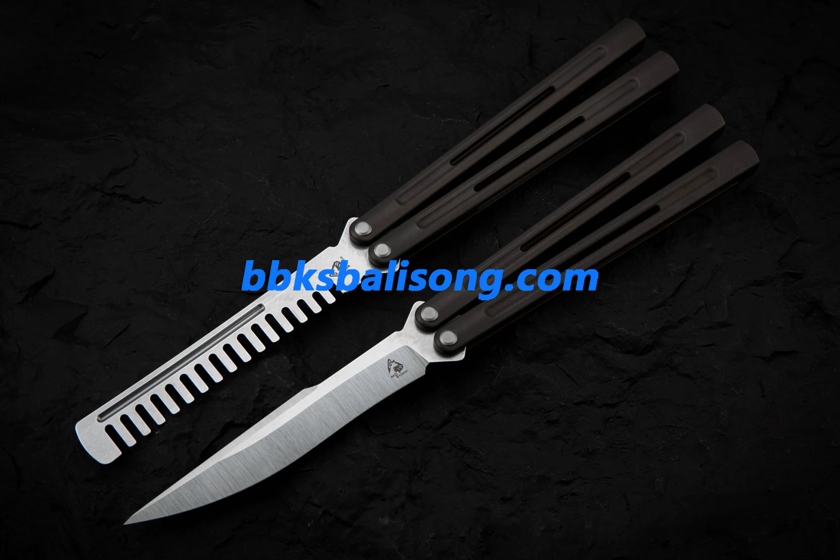 Maxace Apostle 2 Balisong M390 Steel Blade Channel Titanium Handles Pinless - Image 3