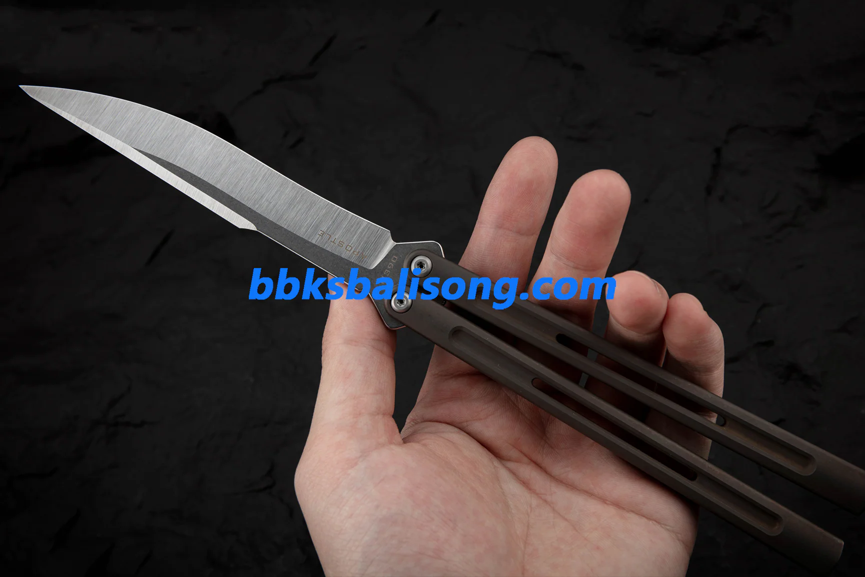 Maxace Apostle 2 Balisong M390 Steel Blade Channel Titanium Handles Pinless - Image 5