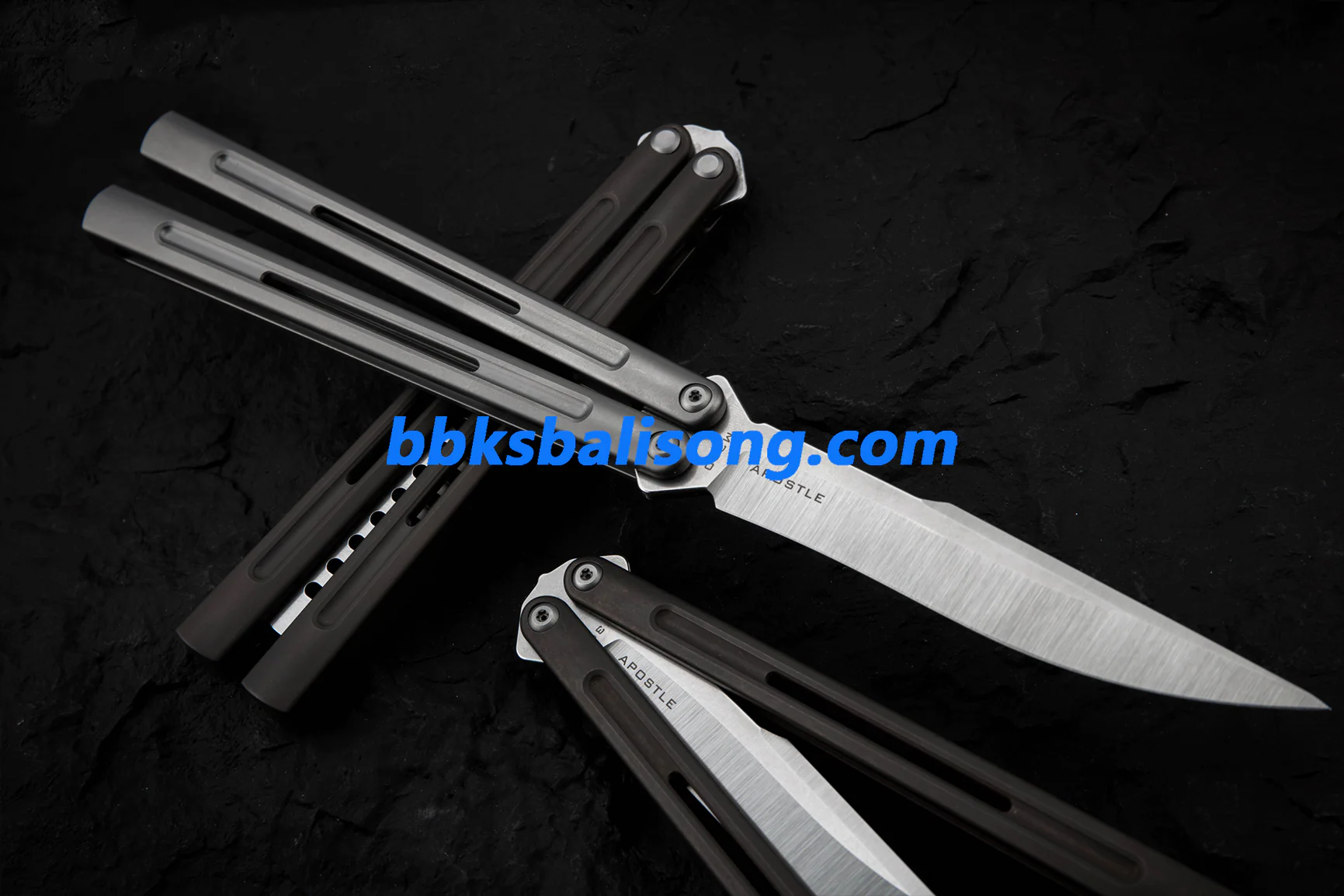 Maxace Apostle 2 Balisong M390 Steel Blade Channel Titanium Handles Pinless - Image 9