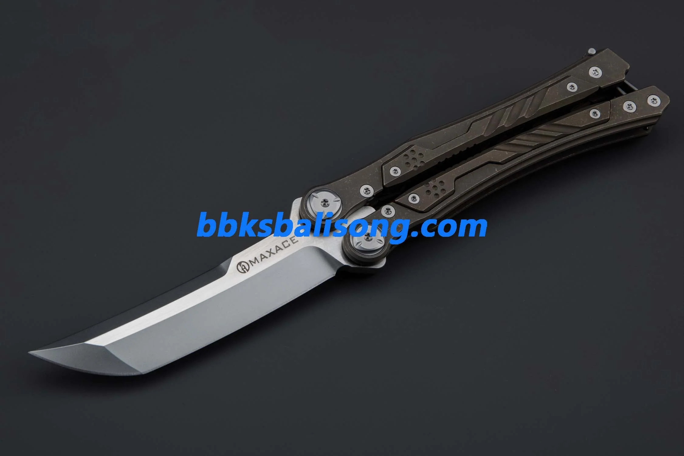 Maxace Duke II Balisong Titanium Handle M390 Blade Bearing System - Image 6