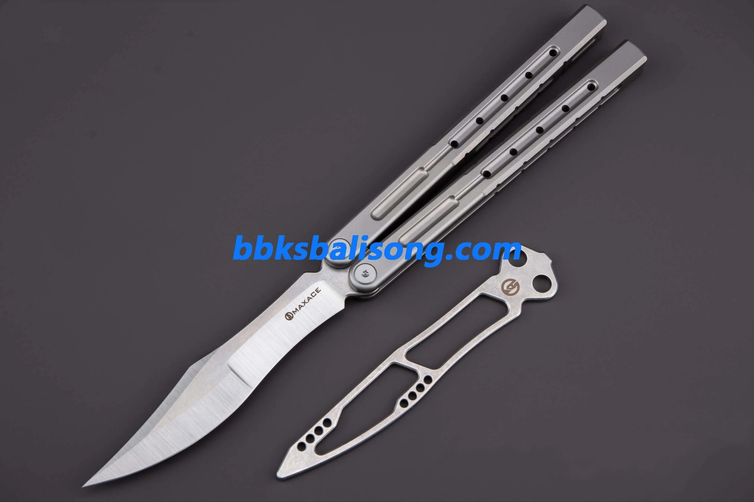 Maxace Phantom II Balisong Trainer 7075 Aluminium/Titanium Handle Bushings System - Image 14