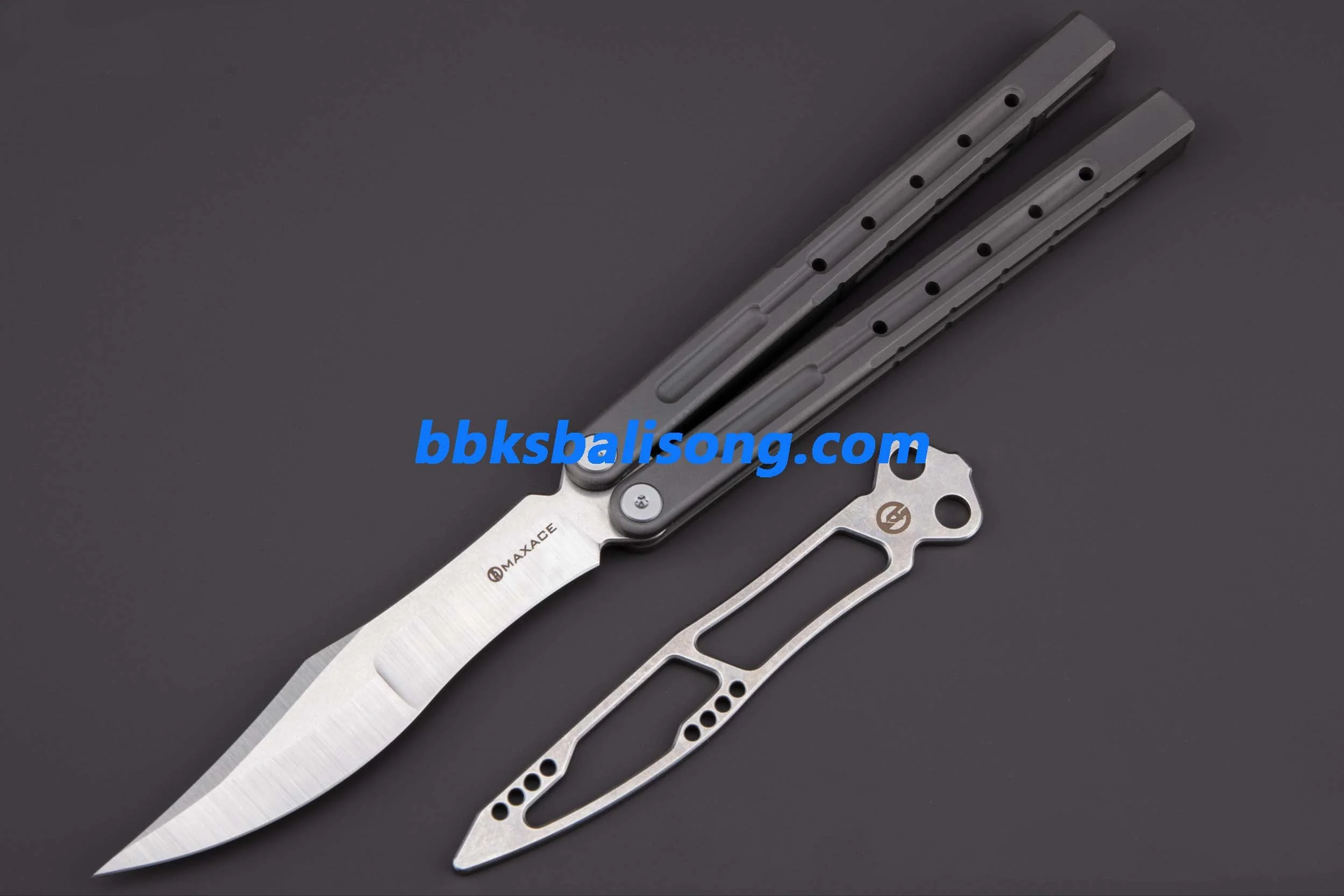 Maxace Phantom II Balisong Trainer 7075 Aluminium/Titanium Handle Bushings System - Image 15
