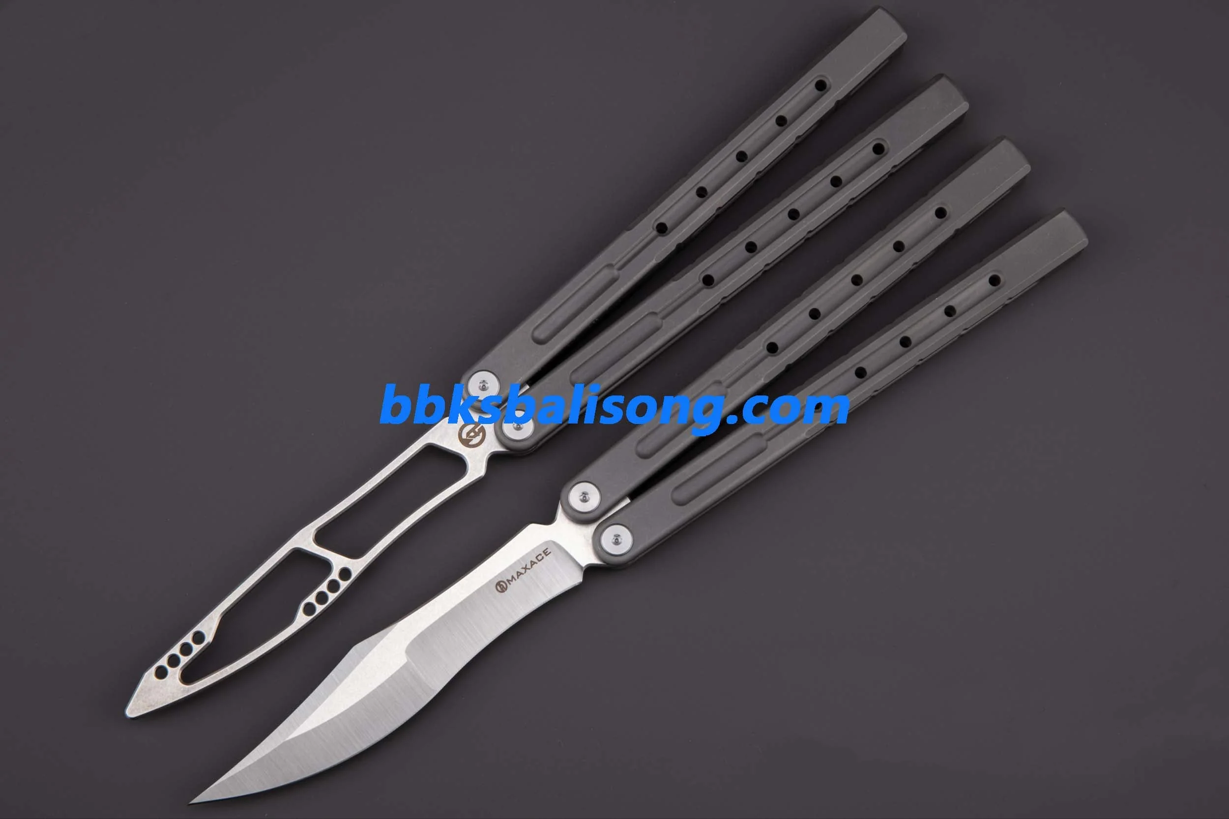 Maxace Phantom II Balisong Trainer 7075 Aluminium/Titanium Handle Bushings System - Image 16