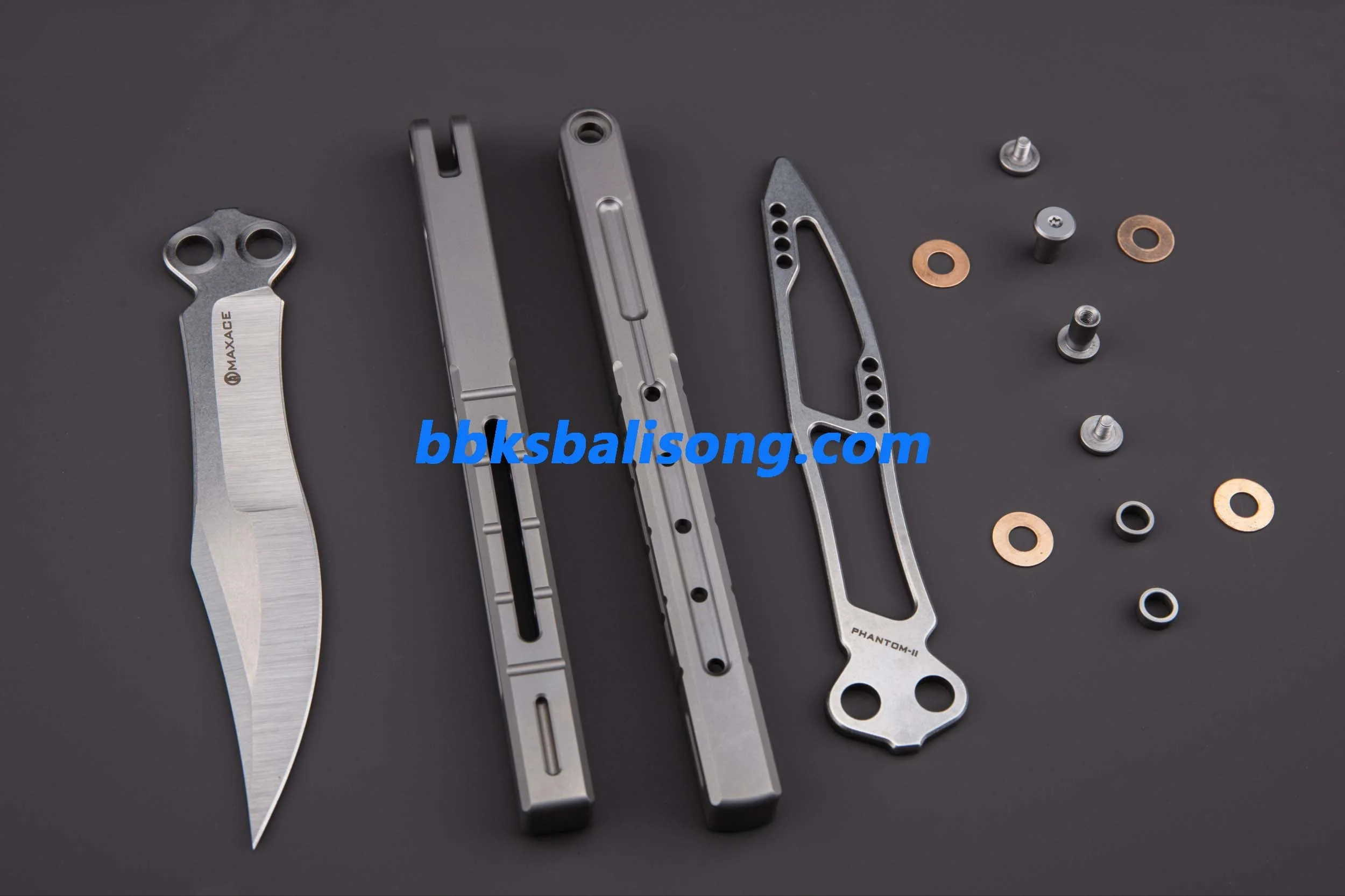 Maxace Phantom II Balisong Trainer 7075 Aluminium/Titanium Handle Bushings System - Image 19