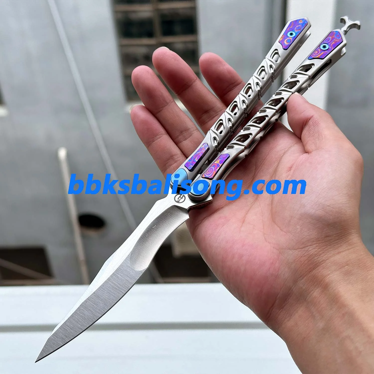 Maxace Skeleton II Balisong M390 Steel Blade Titanium Handles - Image 10