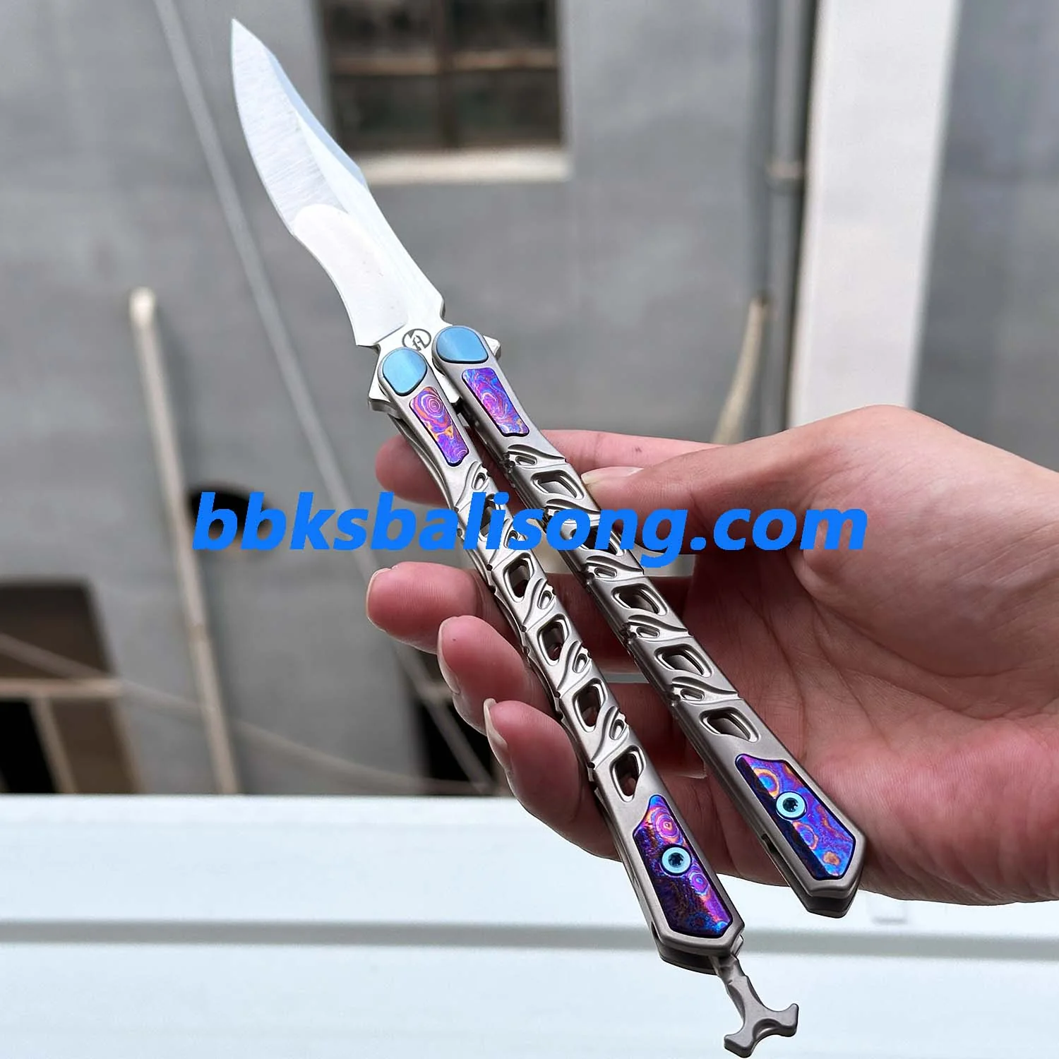 Maxace Skeleton II Balisong M390 Steel Blade Titanium Handles - Image 11