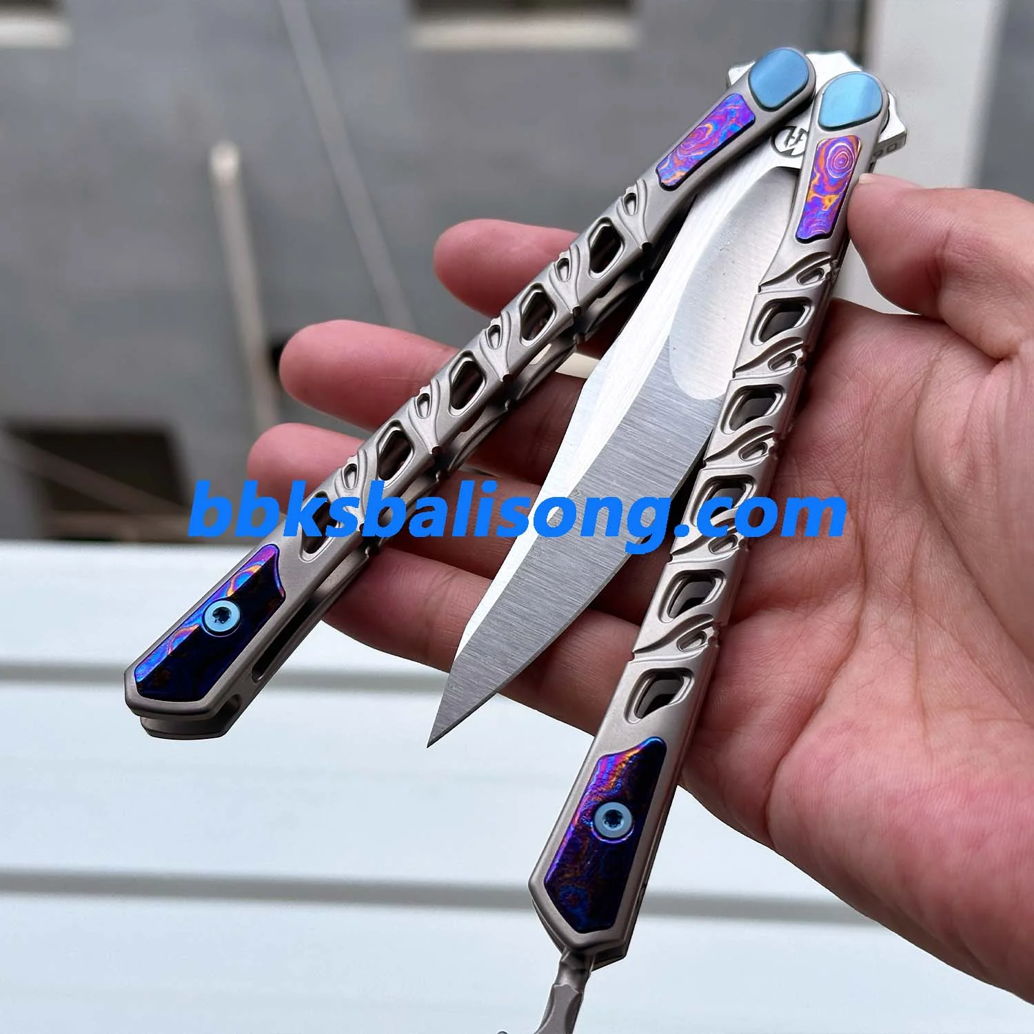 Maxace Skeleton II Balisong M390 Steel Blade Titanium Handles - Image 12