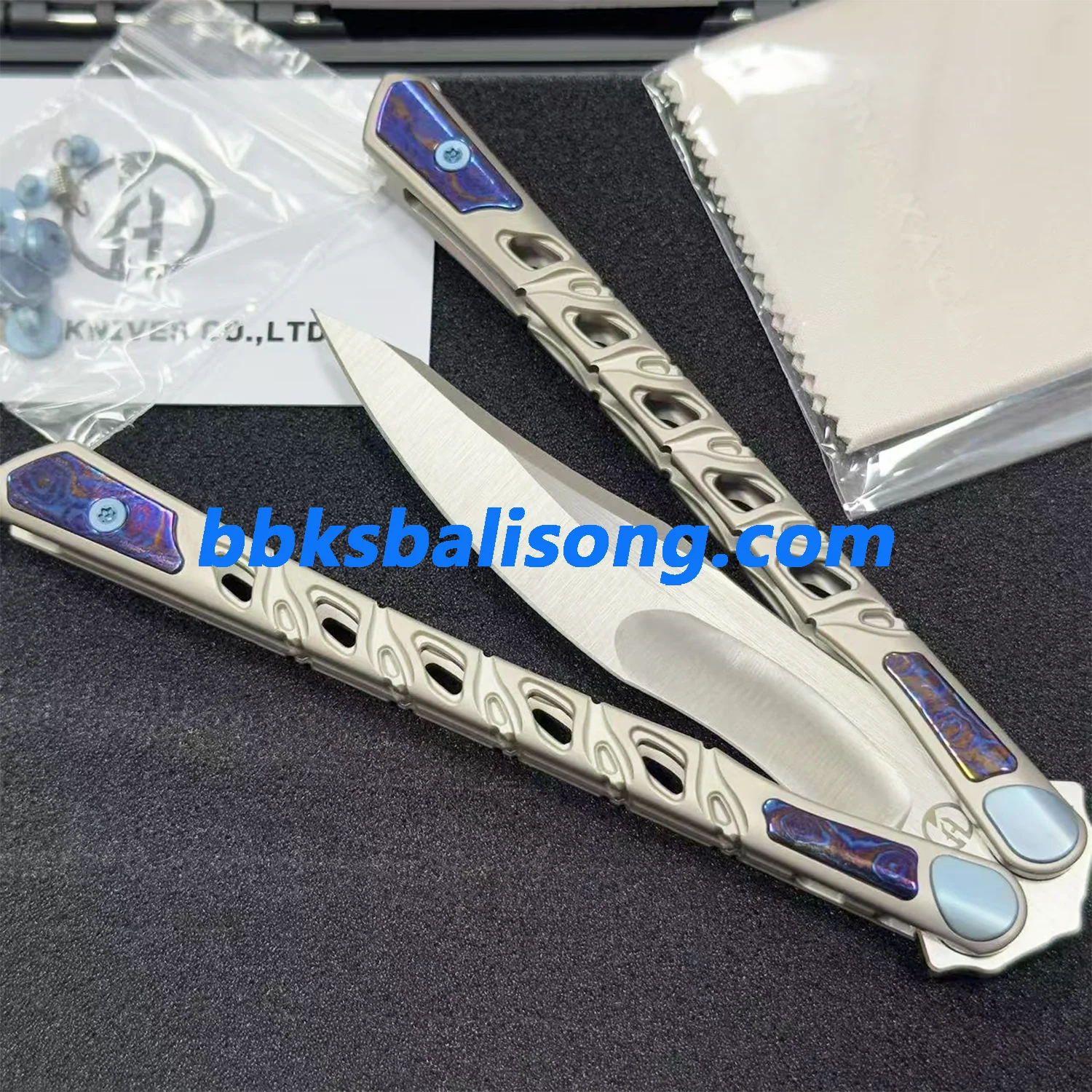 Maxace Skeleton II Balisong M390 Steel Blade Titanium Handles - Image 7
