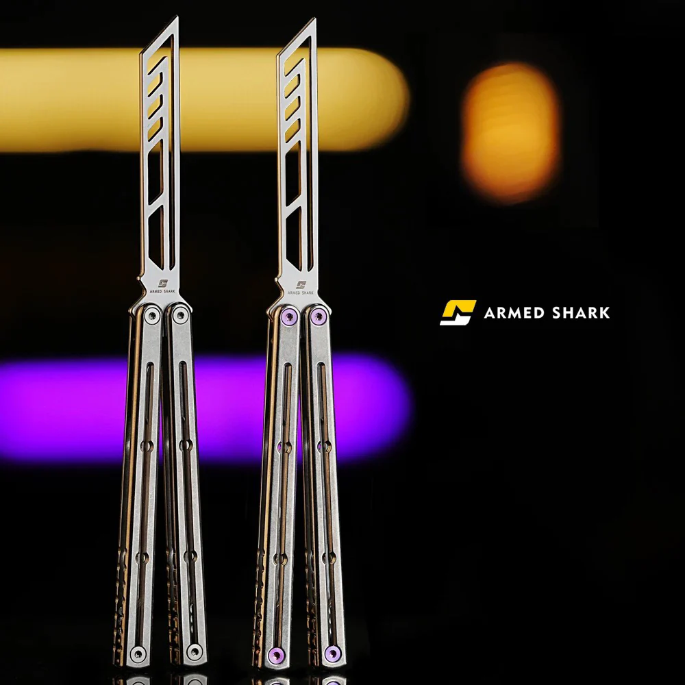 New ARMED SHARK Titanium Sandwich Kraken V3 Balisong Trainer Clone - Image 11