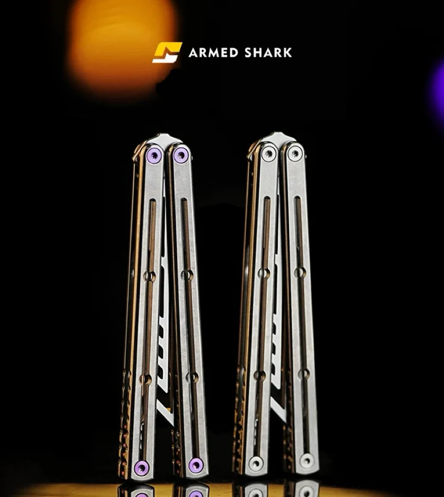 New ARMED SHARK Titanium Sandwich Kraken V3 Balisong Trainer Clone - Image 16