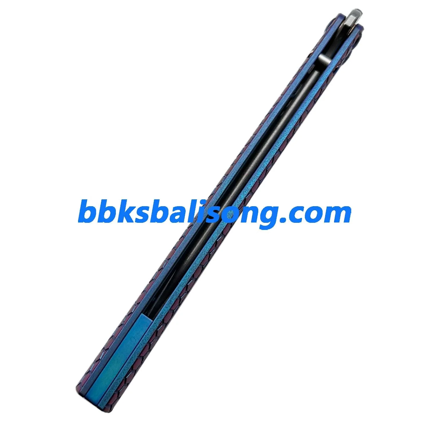 Theone Python Balisong Clone Titanium Handle Damascus Blade - Image 10