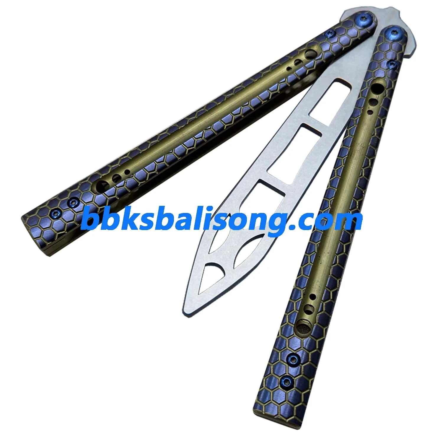 Theone Python Balisong Clone Titanium Handle Damascus Blade - Image 15