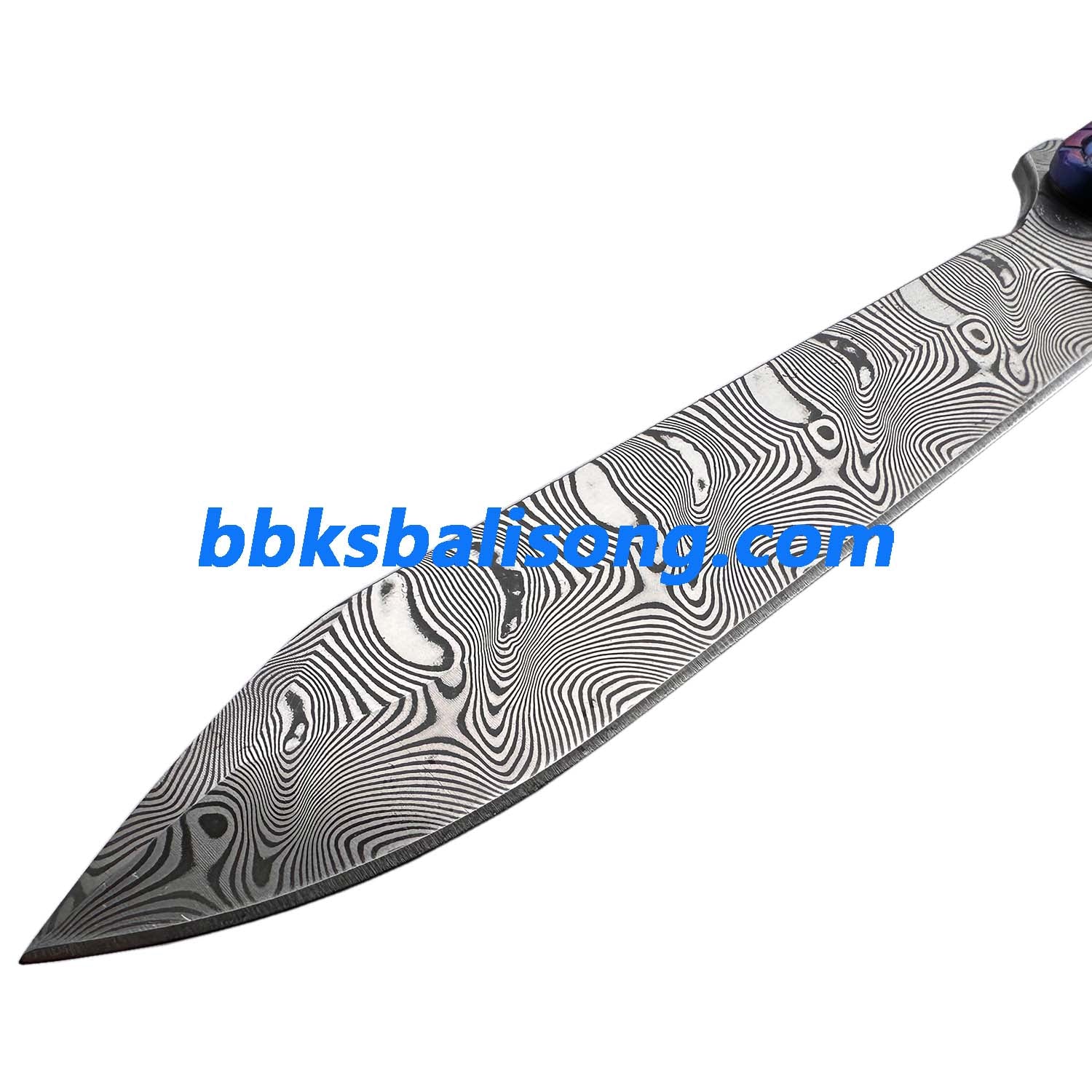 Theone Python Balisong Clone Titanium Handle Damascus Blade - Image 7