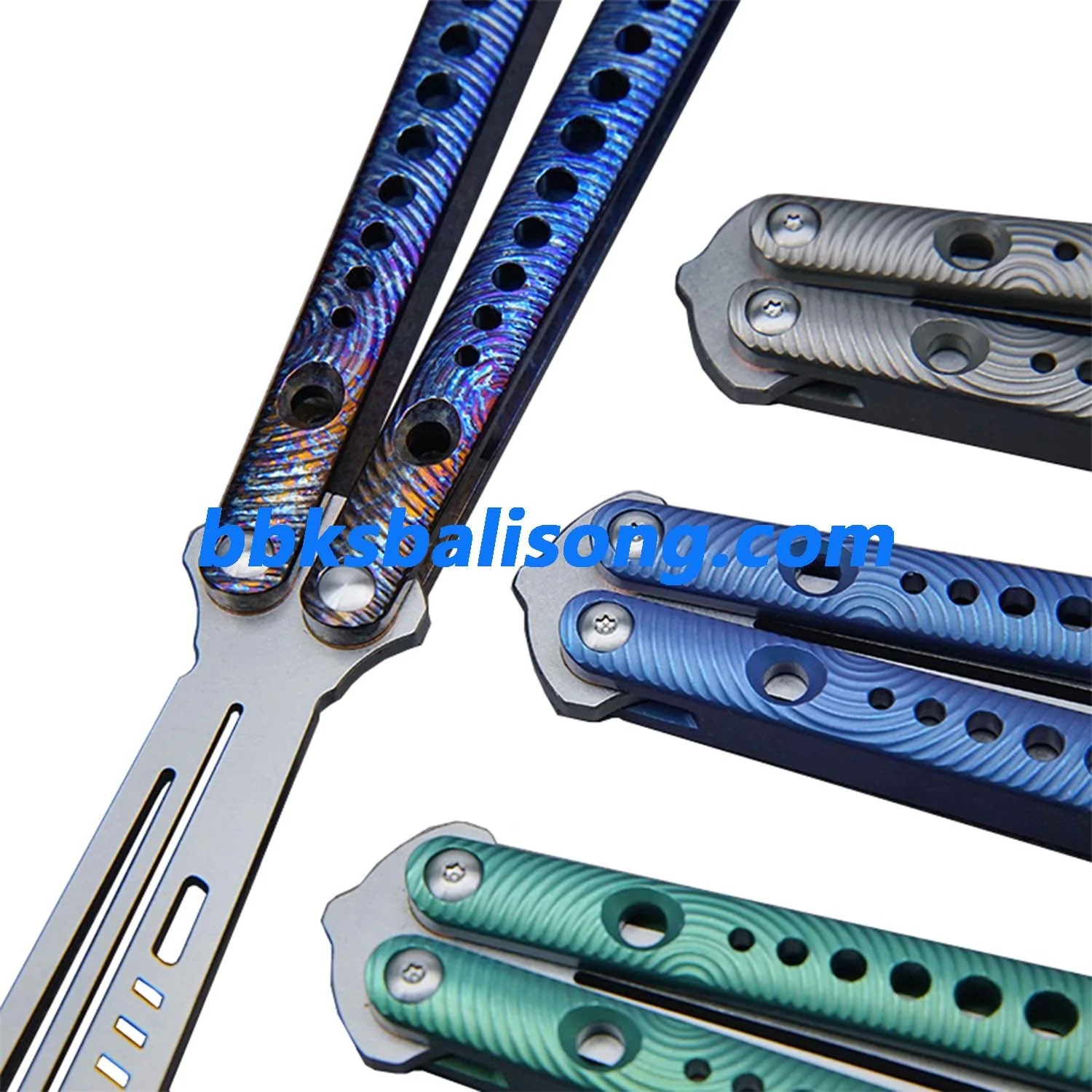 Theone Squiggle Ripple Replicant Balisong Clone Titanium Handle - Image 2