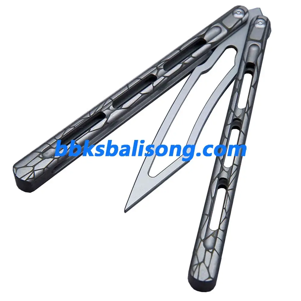 Theone Viper Balisong Clone Titanium Handle Damascus Blade - Image 14