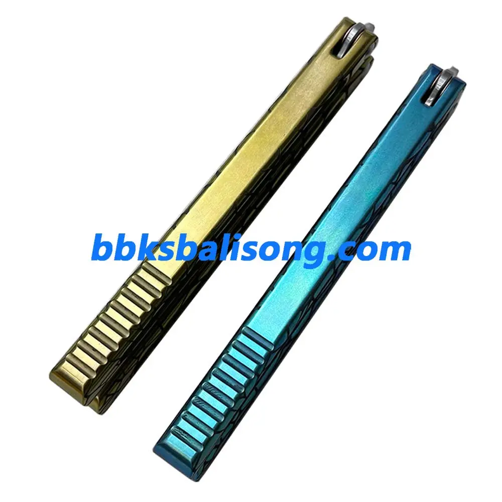 Theone Viper Balisong Clone Titanium Handle Damascus Blade - Image 9