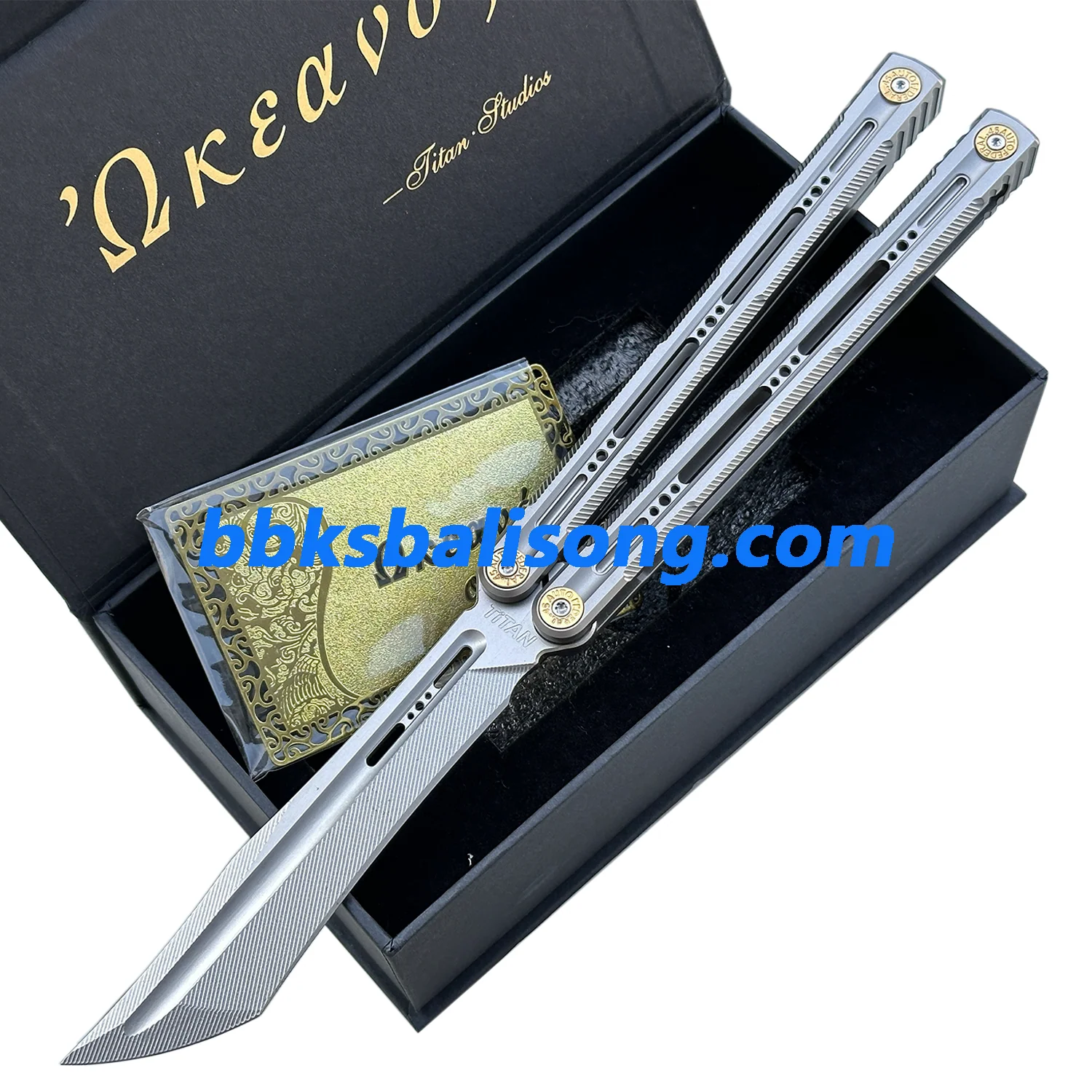 Titan Oceanus Original Balisong TC21 Titanium Handle S35VN Blade - Image 3