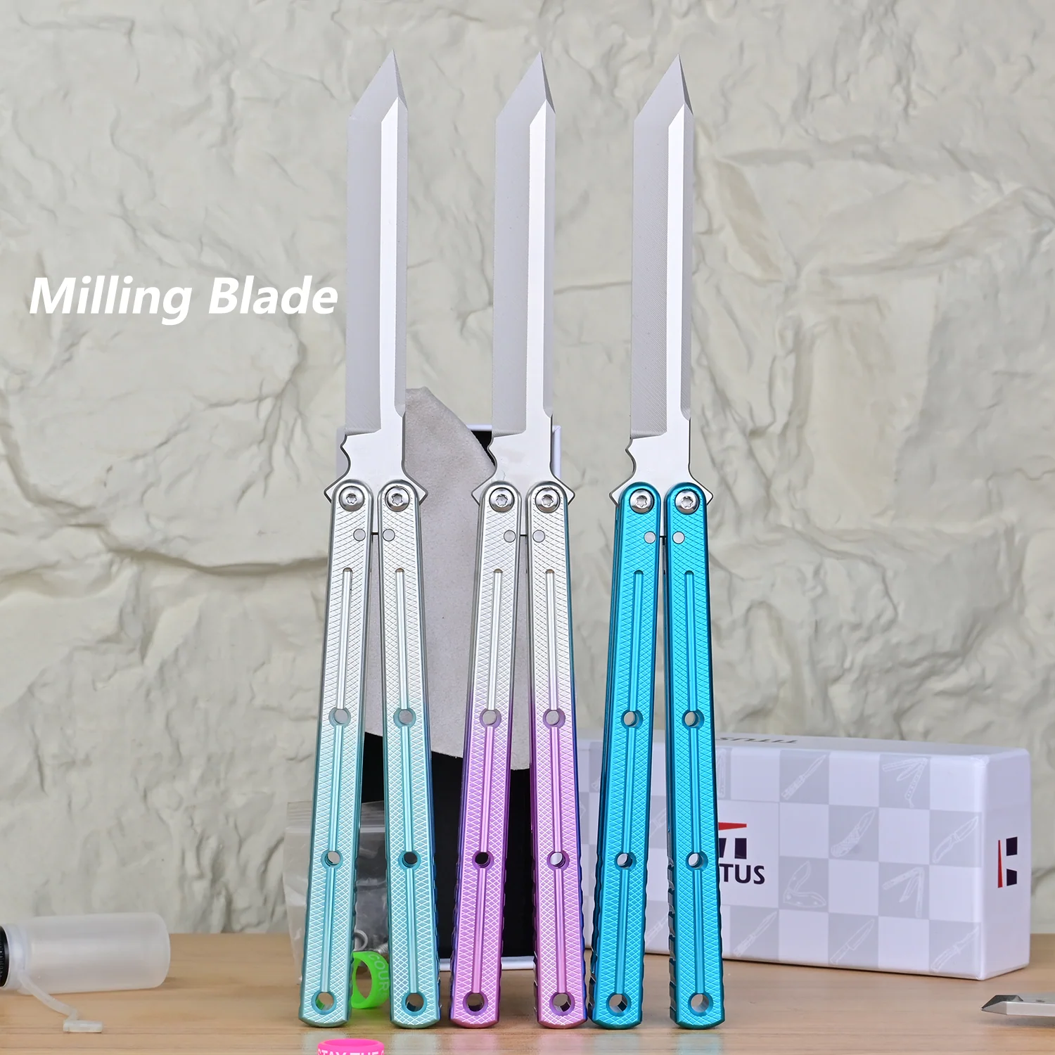 Titus Kraken V3 Balisong Clone 7075 Aluminum False Edge Blade - Image 35