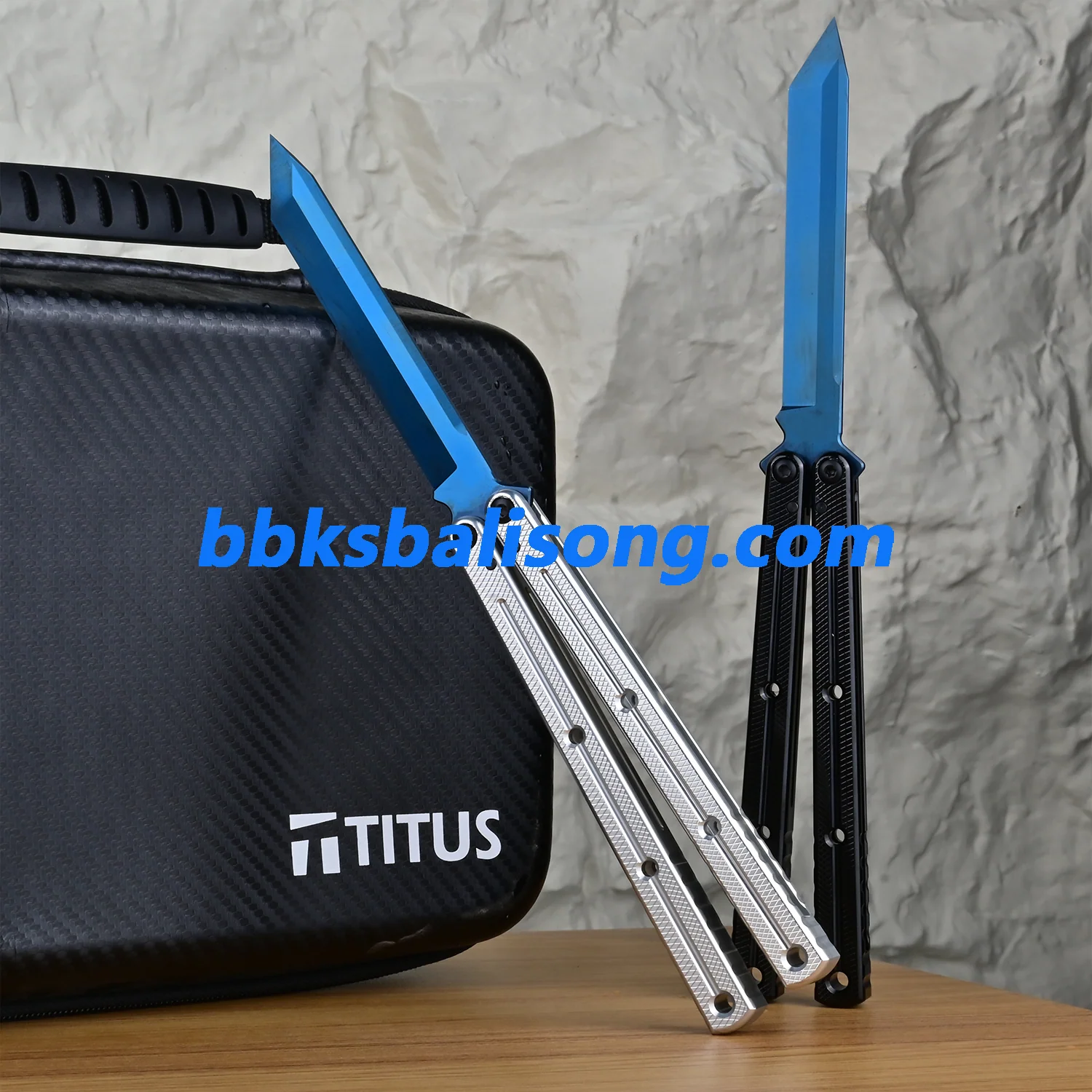 Titus Kraken V3 Balisong Clone 7075 Aluminum False Edge Blade - Image 4
