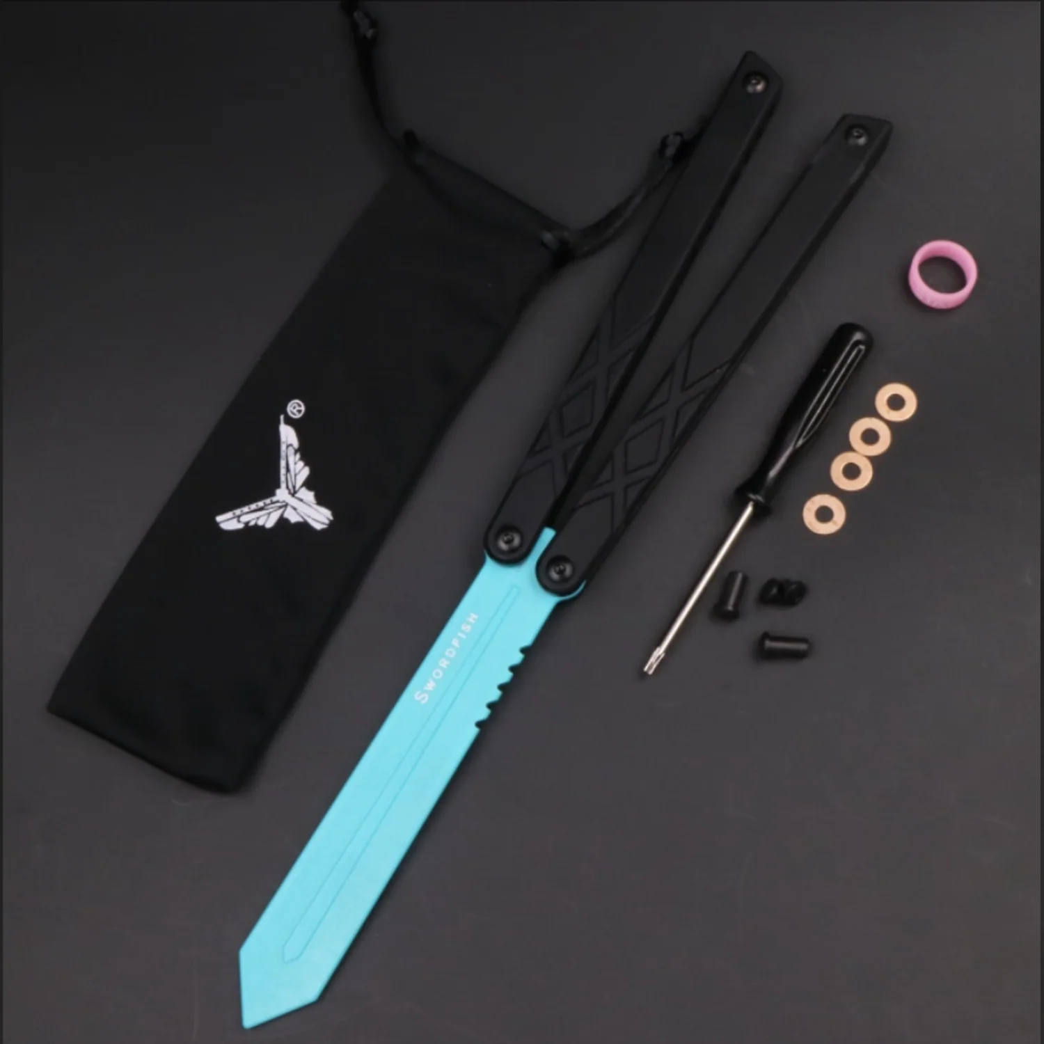 XDYY G10 Swordfish Balisong Clone G10 handle G10 blade Bushing System - Image 14